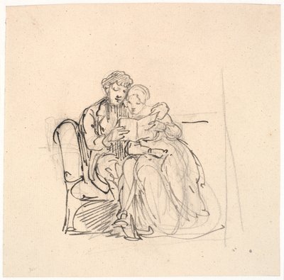 Et ungt par læser et brev af Wilhelm Marstrand