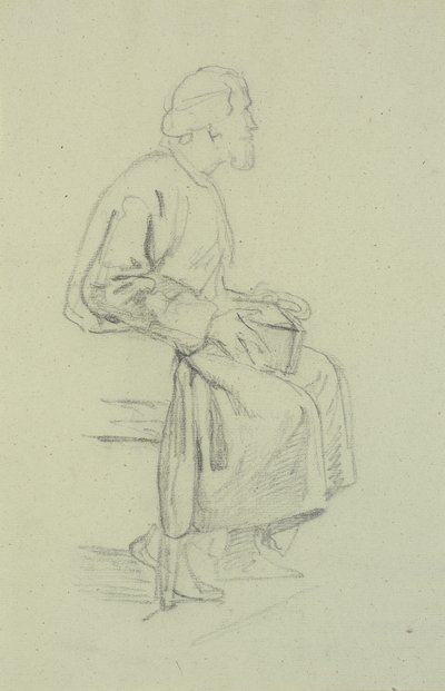 Figurstudier. Siddende gammel mand af Wilhelm Marstrand
