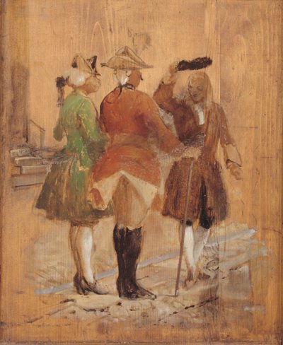Holberg går af vejen for Jacob von Thyboe og Jean de France af Wilhelm Marstrand