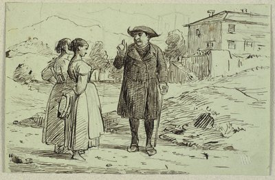 Italiensk scene med to kvinder og en pater af Wilhelm Marstrand