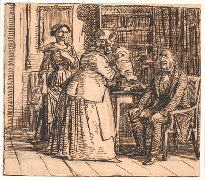 Jordemoderen præsenterer arvingen af Wilhelm Marstrand