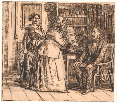 Jordemoderen præsenterer arvingen af Wilhelm Marstrand