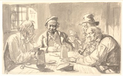 Kortspil i en værtshuskælder af Wilhelm Marstrand