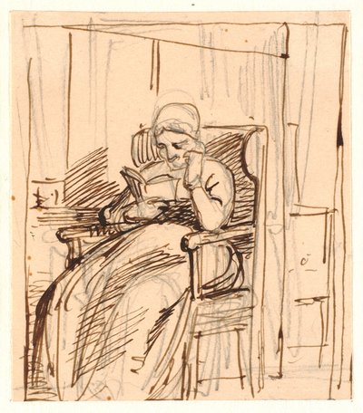 Læsende gammel dame af Wilhelm Marstrand