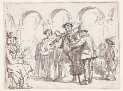 Musikanten på Marcuspladsen, Venedig af Wilhelm Marstrand