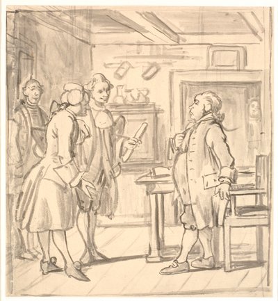 Rådsherrenes lykønsknings visit. (Den politiske kandestøber) af Wilhelm Marstrand