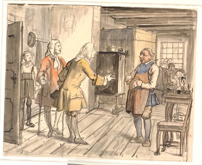 Rådsherrernes lykønsknings visit. (Den politiske kandestøber) af Wilhelm Marstrand