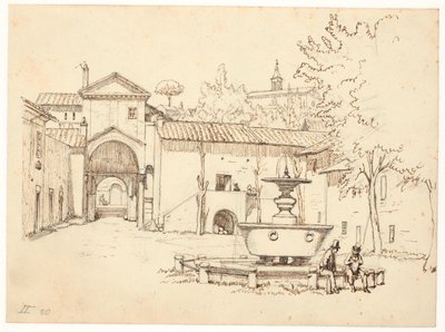 Romersk gård med springvand af Wilhelm Marstrand
