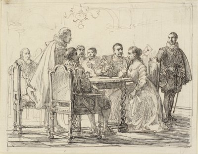 Selskabsscene, Chr. IVs tid af Wilhelm Marstrand