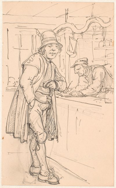 Svensk bondekarl hos købmanden af Wilhelm Marstrand