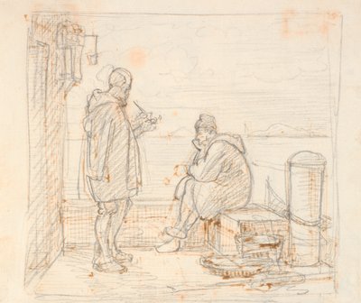To italienere på en mole ved havet af Wilhelm Marstrand