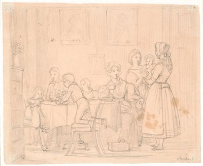 Udkast til det Waagepetersenske Familiebillede af Wilhelm Marstrand