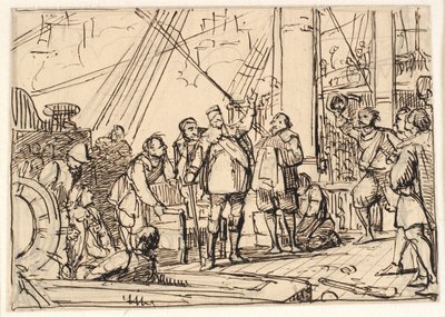 Udkast til maleriet i Chr. 4.s kapel i Roskilde "Chr. 4. på Trefoldigheden" af Wilhelm Marstrand