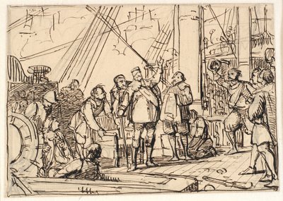 Udkast til maleriet i Chr. 4.s kapel i Roskilde "Chr. 4. på Trefoldigheden" af Wilhelm Marstrand