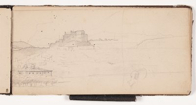 Udsigt mod en by i et italiensk bjerglandskab af Wilhelm Marstrand