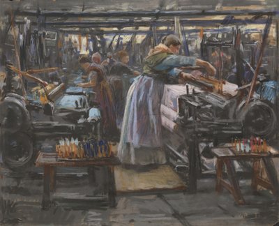 Interiør fra Hjula væveri af Wilhelm Peters