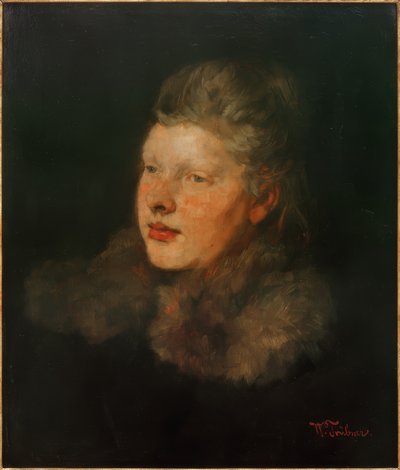 Blond med pels af Wilhelm Trübner