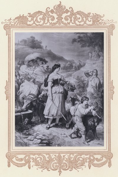 Dorothea og emigranterne, Hermann og Dorothea (litho) af Wilhelm von (after) Kaulbach