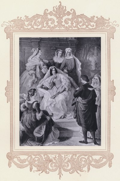 Leonore, Torquato Tasso (litho) af Wilhelm von (after) Kaulbach