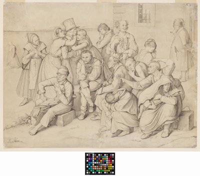 The Madhouse (grafit på hvidt vævet papir, lagt ned) af Wilhelm von Kaulbach