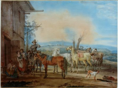 Rytter foran et værtshus af Wilhelm von Kobell