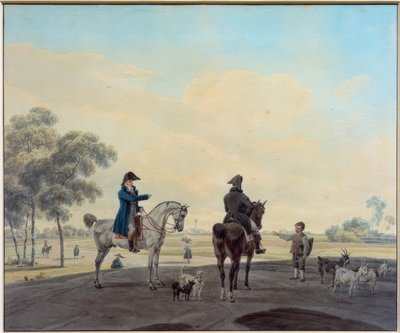 To ryttere foran et landskab af Wilhelm von Kobell