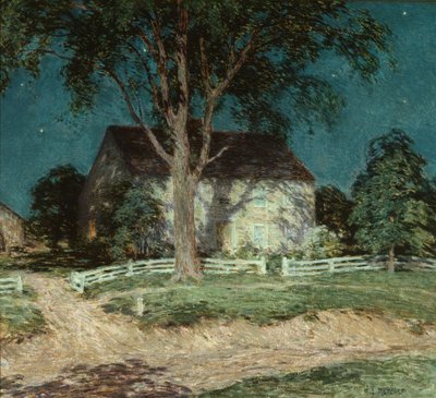 Old Homestead Connecticut, ca. 1914 (olie på lærred) af Willard Leroy Metcalf