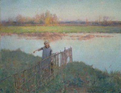 Solnedgang ved Grez af Willard Leroy Metcalf