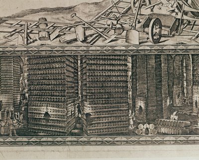 Saltminerne i Wieliczka nær Krakow producerede omkring en tredjedel af de polske kongers indtægter ... (gravering) af Willem (c.1597-1660) Hondius