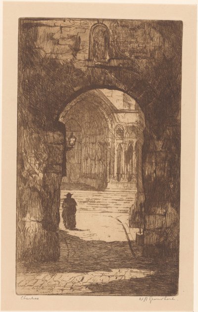 Chartres (original titel på objektet) af Willem Adrianus Grondhout (signed by artist)