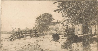 Hus på vandet i Binckhorst i Haag af Willem Adrianus Grondhout (signed by artist)