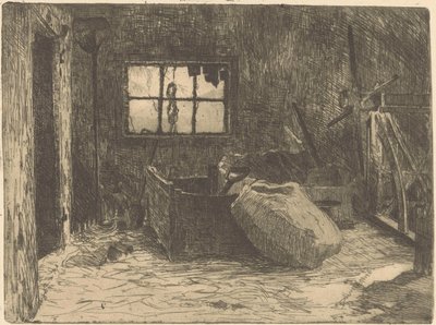 Interiør af en lade af Willem Adrianus Grondhout (signed by artist)