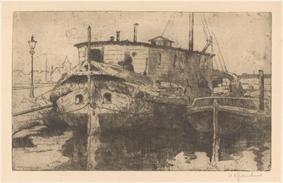 Laakhaven i Haag af Willem Adrianus Grondhout (signed by artist)