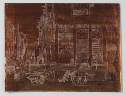 Gamle bydel af Amsterdam med bil i forgrunden af Willem Adrianus Grondhout (signed by artist)