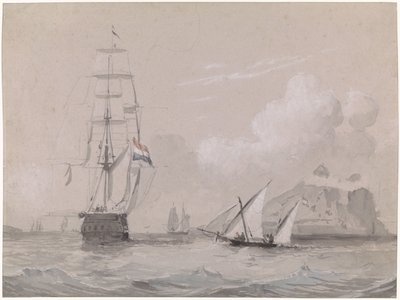 Hollandsk sejlskib ud for Gibraltars kyst af Willem Anthonie van Deventer