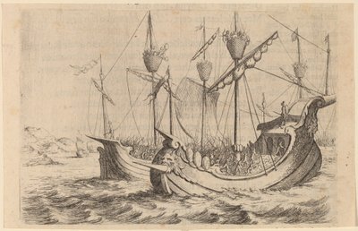 Hannibals flåde, der kæmper mod Rhodians, 1634. af Willem Basse