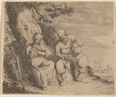 Bondepar sidder under et træ af Willem Basse