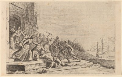 Tilhængerne af Solon forsvarer Venustemplet af Willem Basse