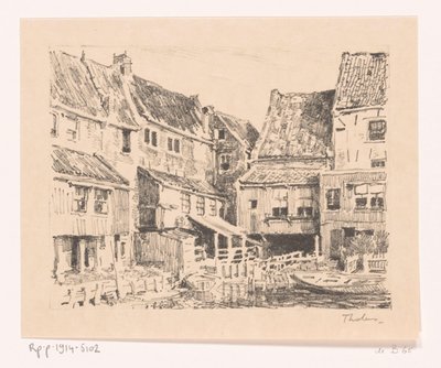 Bagsiden af ​​gamle huse, i Enkhuizen Gamle huse, Enkhuizen (original titel) af Willem Bastiaan Tholen (signed by artist)