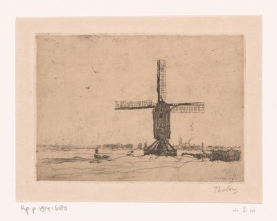 Gørburgermolen Mølle på Dougburg (originalt titel) af Willem Bastiaan Tholen (signed by artist)