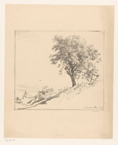 Landskab med et træ på et dige i Dieren Træ på diget (original titel) af Willem Bastiaan Tholen (signed by artist)