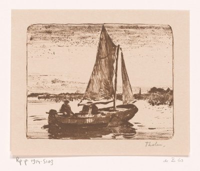 Mand i sejlbåd Båd (original titel) af Willem Bastiaan Tholen (signed by artist)