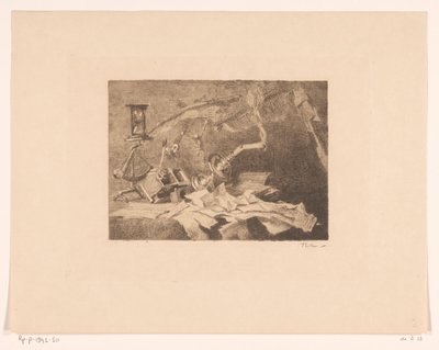 Stilleben med faldende og ødelagte genstande Slut (original titel) af Willem Bastiaan Tholen (signed by artist)