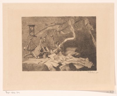 Stilleben med faldende og ødelagte genstande Slut (original titel) af Willem Bastiaan Tholen (signed by artist)