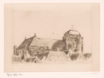 Udsigt over den store kirke i Veere Skib på tårnet, Veere (original titel) af Willem Bastiaan Tholen