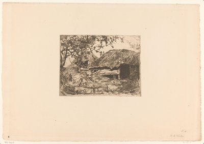 Stråtækte lader, før det en orne i høet Svinesti (original titel) af Willem Bastiaan Tholen