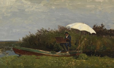 Paul Gabriël arbejder i en båd. 1882 af Willem Bastiaan Tholen
