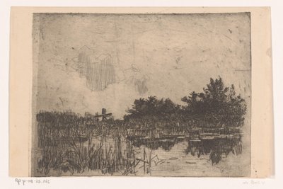 Sø med siv og vandmølle, nær Giethoorn Kolk med vandmølle (Giethoorn) (original titel) af Willem Bastiaan Tholen