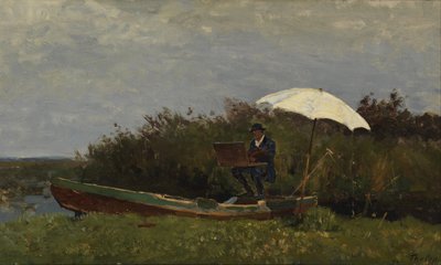 Maleren Gabriël arbejder i en båd, 1882 af Willem Bastiaan Tholen
