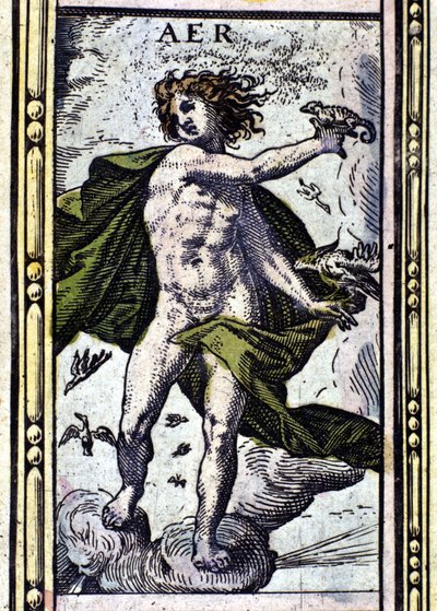 Air, et af de fire elementer repræsenteret i W. Blaeus Atlas trykt i Amsterdam i 1655. af Willem Blaeu